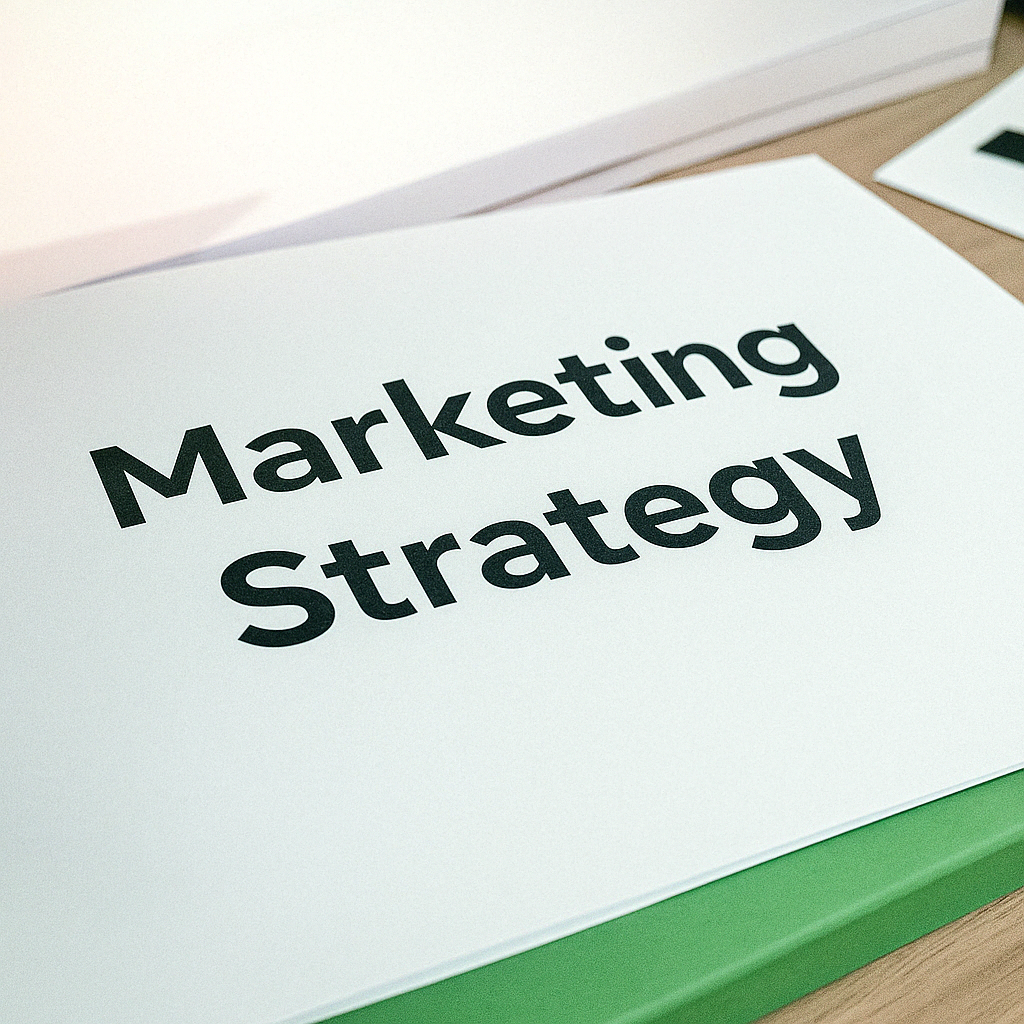 Marketing Strategy plan on desk. Fractional CMO. Future Marketing. Marketing Consultancy for SMEs. Simon Piper.