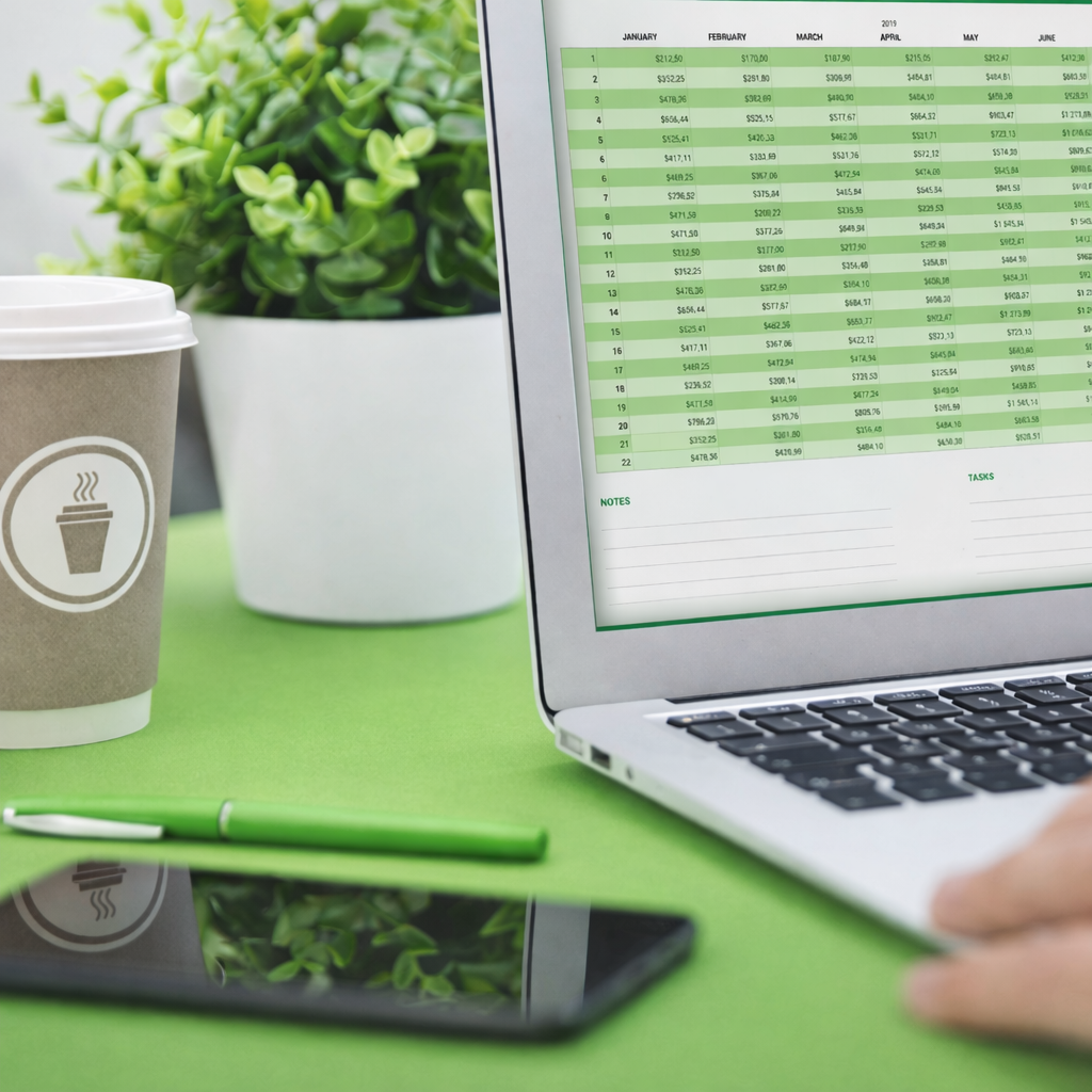 Laptop on green table next to black phone and green pen. brown take away coffee cup in and pot plant in the background. How much should an SME marketing budget be. A practical marketing budget guide for SMEs, by Simon Pipe, Future Marketing. fractional CMO and digital marketing consultant Newcastle, NSW, and Australia. marketing budget plan marketing budget allocation creating a marketing budget building a marketing budget marketing budget strategy setting a marketing budget marketing budget outline business marketing budget marketing spend by channel budget for marketing strategy calculating marketing budget marketing budget process